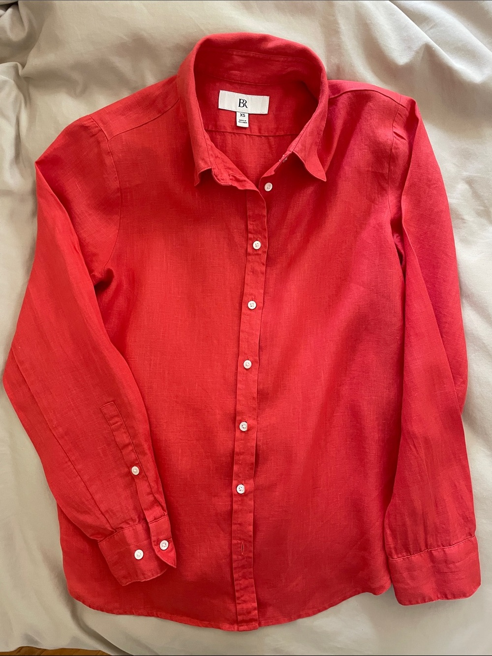 Banana Republic Everyday Linen Shirt Vibrant Red XS